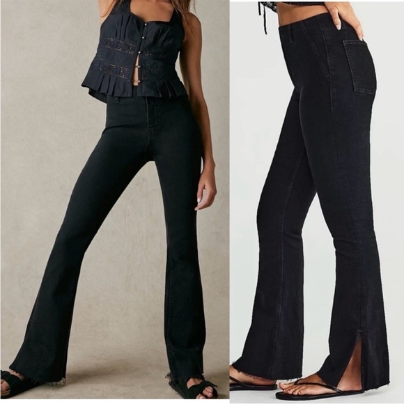 New Free People We the Free Level Up Slit Bootcut flare Jeans western country 26 - Picture 1 of 16